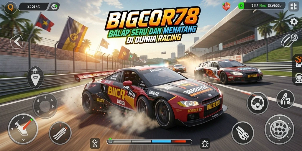 Gameplay seru dan mendebarkan dari BIGCOR78 saat balapan.