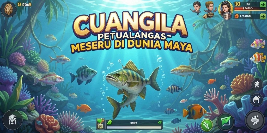 Tampilan permainan CUANGILA dengan aksi memancing yang seru.