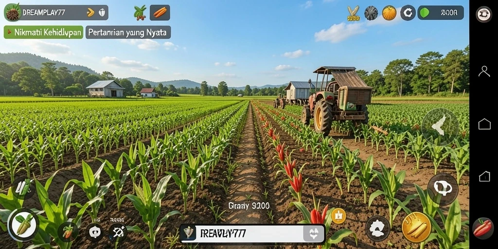 Tampilan screenshot gameplay DREAMPLAY77 yang menampilkan aktivitas pertanian yang seru.