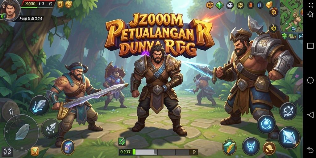 Screenshot J200M menampilkan aksi pertarungan RPG yang mendebarkan.
