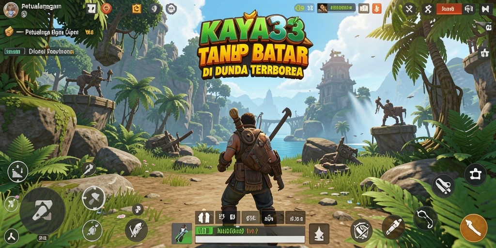 Screenshot gameplay KAYA33 yang menunjukkan dunia terbuka yang luas dan penuh petualangan.
