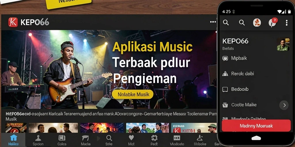 Screenshot utama KEPO66 menunjukkan antarmuka pengguna saat memutar musik.