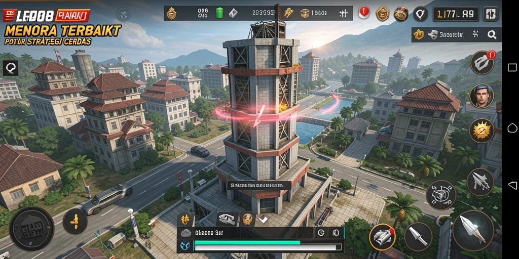 Screenshot gameplay LPO88 menunjukkan menara yang berfungsi menghentikan gelombang musuh.