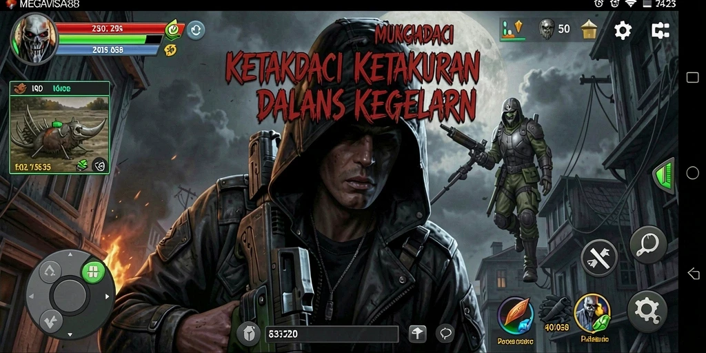 Screenshot gameplay menampilkan suasana mencekam dalam MEGAVISA88.
