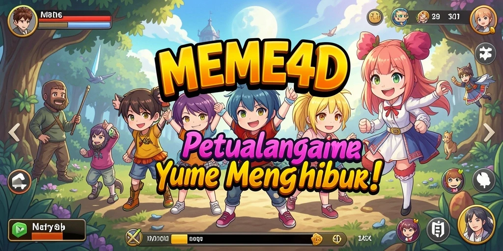 Tampilan gameplay MEME4D yang menampilkan pertarungan karakter anime.