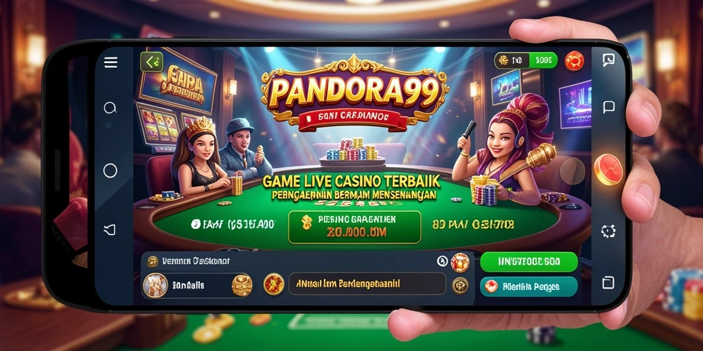 Screenshot PANDORA99 menampilkan dealer langsung dan meja permainan yang menarik.