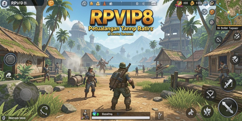 Screenshot dari gameplay RPVIP8 menampilkan suasana dunia terbuka yang menakjubkan.
