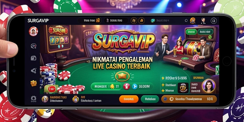 Tampilan gameplay Live Casino SURGAVIP yang mengesankan dan interaktif.