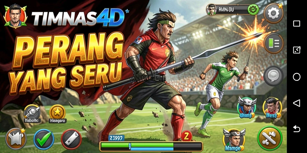 Tangkapan layar menampilkan aksi seru dalam TIMNAS4D.